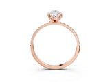 Rose gold Pear Cut Diamond Solitaire Ring with Round with Moissanite side stone Pavé Band and Prong Setting_15