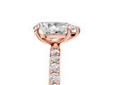 Rose gold Pear Cut Diamond Solitaire Ring with Round with Moissanite side stone Pavé Band and Prong Setting_17