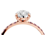 Rose gold Pear Cut Diamond Solitaire Ring with Round with Morganite side stone Pavé Band and Prong Setting_16