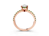 Rose gold Pear Cut Diamond Solitaire Ring with Round with Peridot side stone Pavé Band and Four-Prong Setting_39