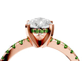 Rose gold Pear Cut Diamond Solitaire Ring with Round with Peridot side stone Pavé Band and Four-Prong Setting_40