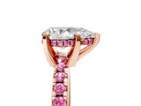 Rose gold Pear Cut Diamond Solitaire Ring with Round with Pink Sapphire side stone Pavé Band and Four-Prong Setting_41