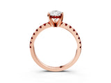 Rose gold Pear Cut Diamond Solitaire Ring with Round with Ruby side stone Pavé Band and Four-Prong Setting_39