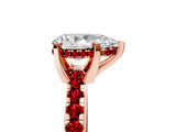 Rose gold Pear Cut Diamond Solitaire Ring with Round with Ruby side stone Pavé Band and Four-Prong Setting_41