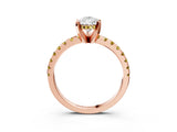 Rose gold Pear Cut Diamond Solitaire Ring with Round with Yellow Sapphire side stone Pavé Band and Four-Prong Setting_39