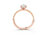 Rose gold Pear Cut Diamond Solitaire Ring with Round with Yellow Sapphire side stone Pavé Band and Prong Setting_27