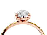 Rose gold Pear Cut Diamond Solitaire Ring with Round with Yellow Sapphire side stone Pavé Band and Prong Setting_28