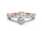 Rose gold Pear Cut Diamond Solitaire Ring with Shared Prong Pavé Band and Four-Prong Setting_78