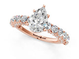 Rose gold Pear Cut Diamond Solitaire Ring with Shared Prong Pavé Band and Four-Prong Setting_79