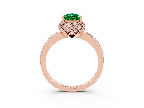 Rose gold Pear Cut Diamond Solitaire Ring with Shared Prong Pavé Band_15