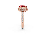 Rose gold Pear Cut Diamond Solitaire Ring with Shared Prong Pavé Band_2