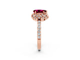 Rose gold Pear Cut Diamond Solitaire Ring with Shared Prong Pavé Band_2