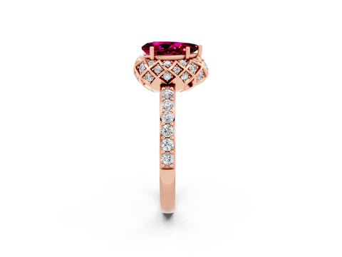 Rose gold Pear Cut Diamond Solitaire Ring with Shared Prong Pavé Band_2