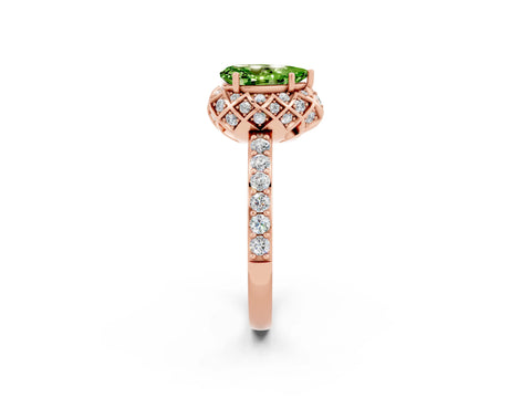 Rose gold Pear Cut Diamond Solitaire Ring with Shared Prong Pavé Band_2