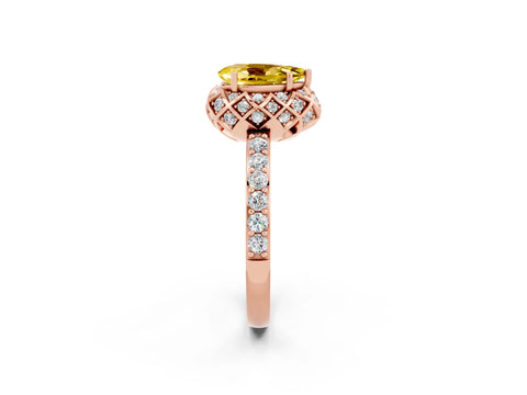 Rose gold Pear Cut Diamond Solitaire Ring with Shared Prong Pavé Band_2