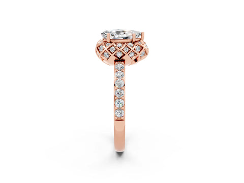 Rose gold Pear Cut Diamond Solitaire Ring with Shared Prong Pavé Band_2