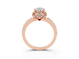 Rose gold Pear Cut Diamond Solitaire Ring with Shared Prong Pavé Band_3