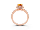 Rose gold Pear Cut Diamond Solitaire Ring with Shared Prong Pavé Band_3