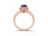 Rose gold Pear Cut Diamond Solitaire Ring with Shared Prong Pavé Band_3