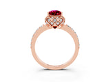 Rose gold Pear Cut Diamond Solitaire Ring with Shared Prong Pavé Band_3