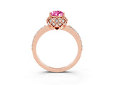 Rose gold Pear Cut Diamond Solitaire Ring with Shared Prong Pavé Band_3
