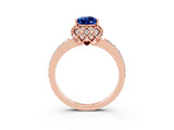 Rose gold Pear Cut Diamond Solitaire Ring with Shared Prong Pavé Band_3