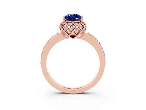 Rose gold Pear Cut Diamond Solitaire Ring with Shared Prong Pavé Band_3