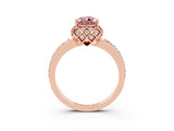 Rose gold Pear Cut Diamond Solitaire Ring with Shared Prong Pavé Band_3