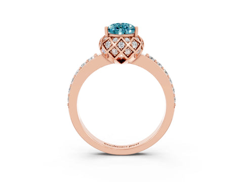 Rose gold Pear Cut Diamond Solitaire Ring with Shared Prong Pavé Band_3