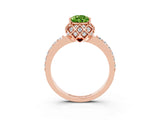 Rose gold Pear Cut Diamond Solitaire Ring with Shared Prong Pavé Band_3