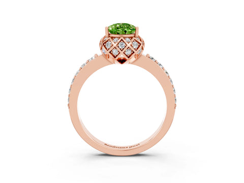 Rose gold Pear Cut Diamond Solitaire Ring with Shared Prong Pavé Band_3