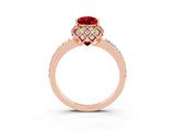 Rose gold Pear Cut Diamond Solitaire Ring with Shared Prong Pavé Band_3