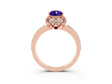 Rose gold Pear Cut Diamond Solitaire Ring with Shared Prong Pavé Band_3