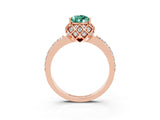 Rose gold Pear Cut Diamond Solitaire Ring with Shared Prong Pavé Band_3