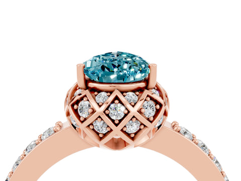 Rose gold Pear Cut Diamond Solitaire Ring with Shared Prong Pavé Band_4