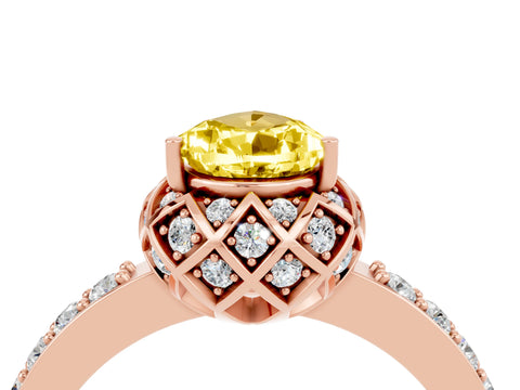 Rose gold Pear Cut Diamond Solitaire Ring with Shared Prong Pavé Band_4