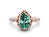 Rose gold Pear Cut Diamond Solitaire Ring with Shared Prong Pavé Band