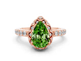Rose gold Pear Cut Diamond Solitaire Ring with Shared Prong Pavé Band