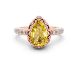 Rose gold Pear Cut Diamond Solitaire Ring with Shared Prong Pavé Band