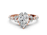 Rose gold Pear Cut Diamond Solitaire Ring with Side Stones and Four-Prong Setting_59
