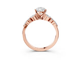 Rose gold Pear Cut Diamond Solitaire Ring with Side Stones and Four-Prong Setting_62