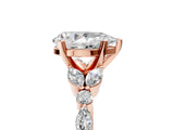 Rose gold Pear Cut Diamond Solitaire Ring with Side Stones and Four-Prong Setting_64