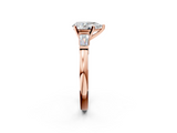 Rose gold Pear Cut Diamond Solitaire Ring with Tapered Baguette Accents and Six-Prong Setting_76