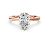 Rose gold Pear Cut Diamond Solitaire Ring with Thin Band and Prong Setting_12
