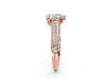 Rose gold Pear Cut Diamond Solitaire Ring with Three-Row Pavé Band and Four-Prong Setting_37