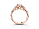 Rose gold Pear Cut Diamond Solitaire Ring with Three-Row Pavé Band and Four-Prong Setting_38
