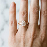 Rose gold Pear Cut Diamond Solitaire Ring with Twisted Band and Pavé Accents_43