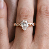 Rose gold Pear Cut Diamond Solitaire Ring with Twisted Band and Pavé Accents_46