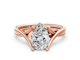 Rose gold Pear Cut Diamond Solitaire Twist Band Prong Setting Ring_55
