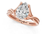 Rose gold Pear Cut Diamond Solitaire Twist Band Prong Setting Ring_56